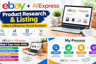 do ebay product research, product listing,