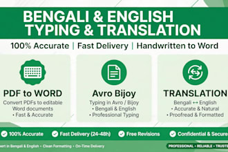 type handwritten notes to word and translate bangla to english neatly
