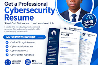 write an ats friendly cybersecurity resume, CV and cover letter
