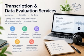 transcribe audios and videos accurately and perform user testing and evaluation