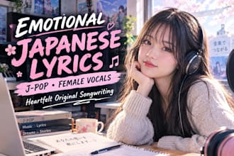write emotional japanese female song lyrics for your music