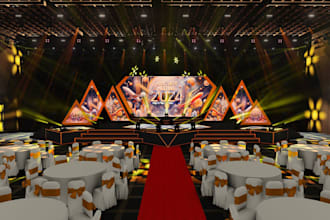 made 3d event stage design, indoor event stage, entertainment stage, live event