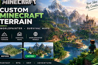 create custom minecraft terrain, survival map and worldpainter world
