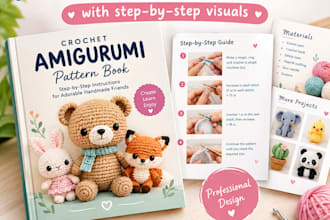 design a crochet amigurumi ebook with step by step visuals