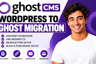 migrate wordpress blog to ghost cms with content, redirects and newsletter setup