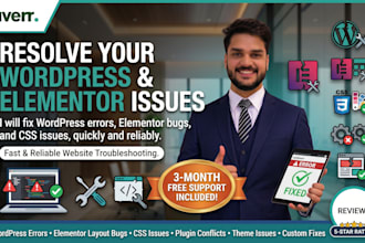 fix wordpress errors, elementor bugs, and CSS issues