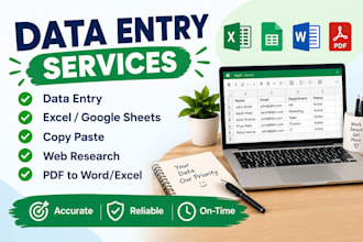 do data entry, excel, web research, copy typing