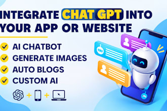 intergrate chatgbt open ai api chatbot into app and website