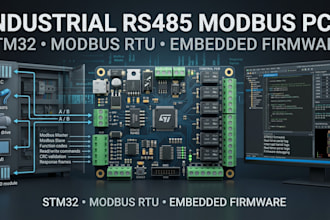 design industrial rs485 modbus control pcb with stm32 firmware