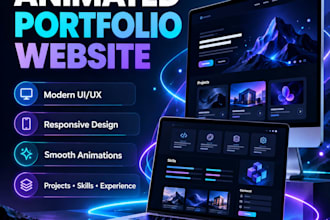 create an animated responsive portfolio website with modern UI UX