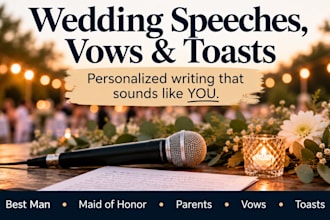 write a personalized wedding speech, vows, or toast