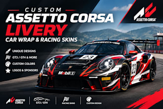 design custom assetto corsa livery, car wrap and racing skins