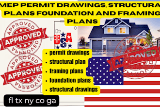 mep permit drawings, structural plans foundation and framing plans