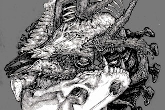 draw a hand drawn dark line art tattoo