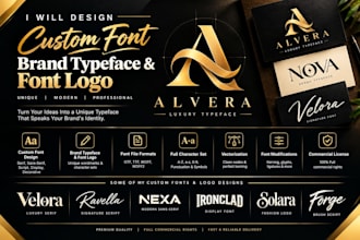 design a unique custom font, brand typeface, and font logo