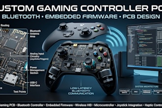 design custom gaming controller pcb, bluetooth and embedded firmware