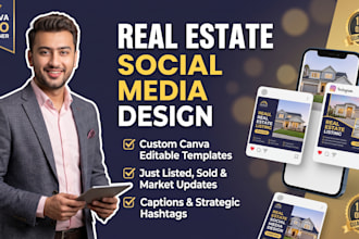 design real estate and airbnb social media posts in canva