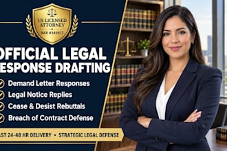 draft a formal response to a legal notice as a US attorney