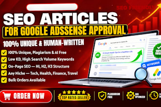 write bulk SEO articles for google adsense approval, website content, blog posts