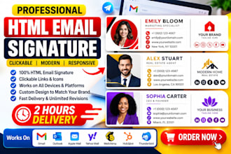 structure email signature, html email signature, gmail signature, for clickable