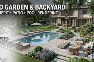 create 3d garden design firepit backyard visualization patio and pool rendering
