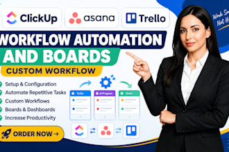 setup clickup asana trello workflow automation and boards custom workflow