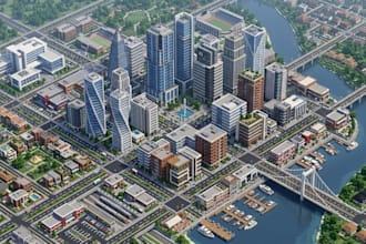bulid a custom minecraft modern city map, realistic urban world and buildings