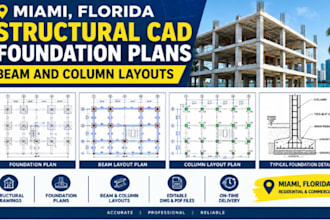 create miami florida structural cad foundation plans beam and column layouts