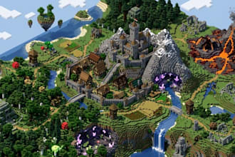 create a custom minecraft fantasy map, adventure world and medieval kingdom