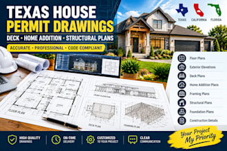 create texas house permit drawings, deck, home addition and structural plans