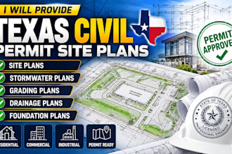 texas civil permit site plans, stormwater, grading, drainage, foundation plans