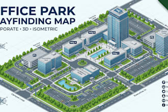 design a custom office park layout and corporate headquarters wayfinding map