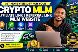reach 900k investors for crypto MLM, affiliate link, referral link, MLM website
