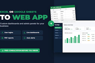 turn your spreadsheets into a custom web app, dashboard or admin panel
