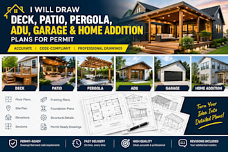 create deck, porch, patio,adu,garage, and pergola permit drawing sets