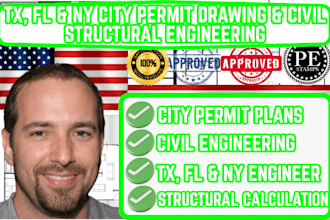 do city permit drawings for texas florida new york as civil structural engineer