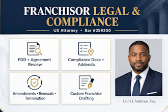 legally review your franchisor fdd and franchise agreement for compliance
