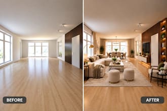 do realistic real estate virtual staging and virtual renovation