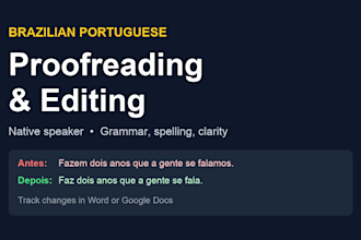 proofread and edit your brazilian portuguese text