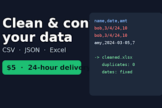 clean and convert your CSV, json or excel data