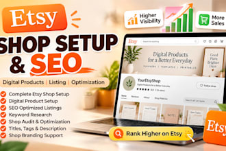 design etsy digital product etsy shop setup etsy seo listing etsy store setup