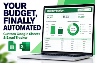 design a custom budget tracker and expense spreadsheet in google sheets or excel