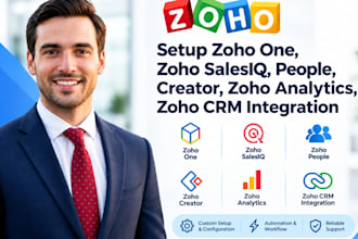 setup zoho one zoho salesiq, people, creator zoho analytics zoho crm integration