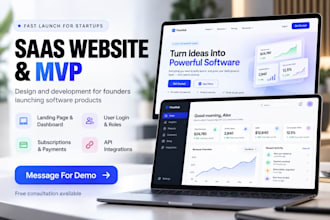 build custom saas website, saas mvp web application for startup, saas mobile app