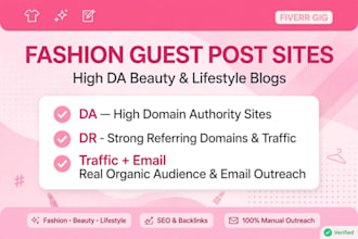 find fashion and beauty guest post sites with da DR and email