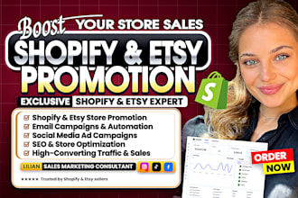 do shopify marketing, shopify promotion and etsy promotion for sales