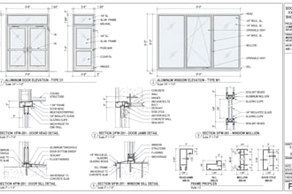 draft door , window, millwork, furniture and casework fabrication drawings