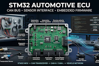 design stm32 automotive ecu, can bus, sensor interface pcb and embedded firmware