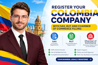 register your colombia company with SAS, rut and chamber of commerce filling