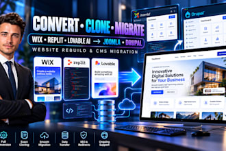 convert, clone or migrate wix, replit, lovable ai website joomlas backend drupal